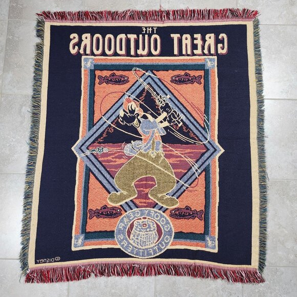 Disney Goofy Gear Outfitters The Great Outdoors Woven Throw Blanket 48in x 56in - Picture 6 of 8